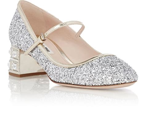 miu miu glitter mary janes|Glitter Mary Jane pumps in silver .